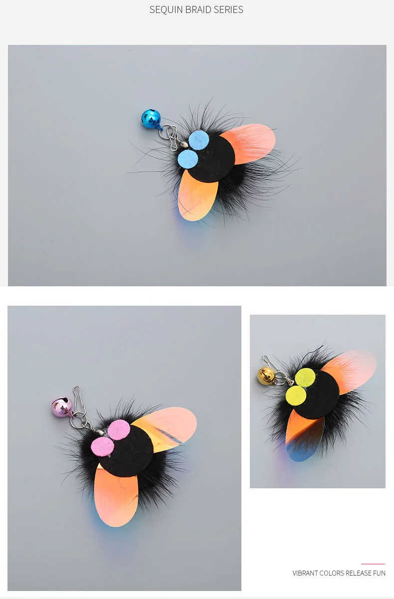 3X 5X Cat Toy DIY Replace Cat Teaser Stick Replacement Pet Toy Accessories Dragonfly, Butterfly, Caterpillar, Ball Replace Head