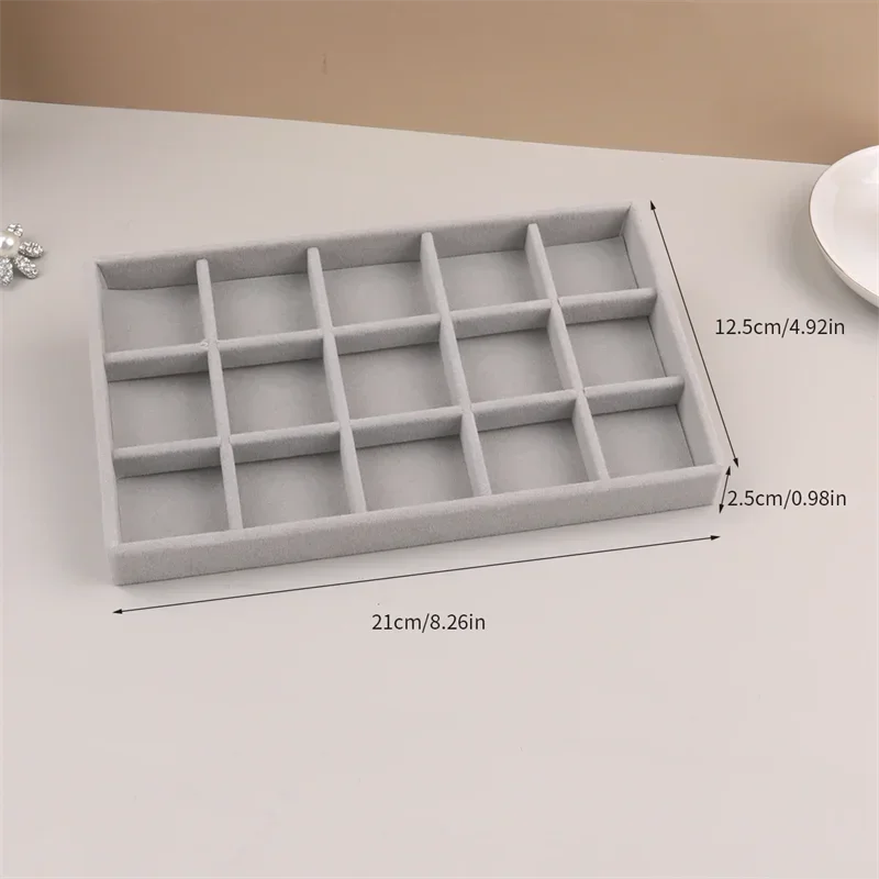 Stackable Grey Fabric Tray Rings Earrings Bracelet Storage Holder 21*12.5Cm Jewelry Organizer Box Cufflinks Tie Clip Holder Case