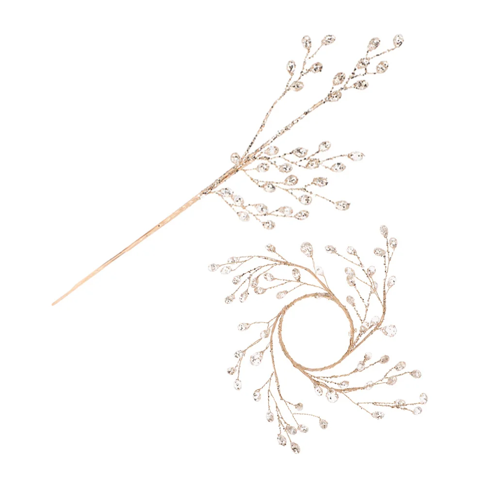 

Artificial Berry Stem Christmas Tree Garland Stems Wreath Decorations Decorative Bead Sticks Crystal Branch Vase Decor