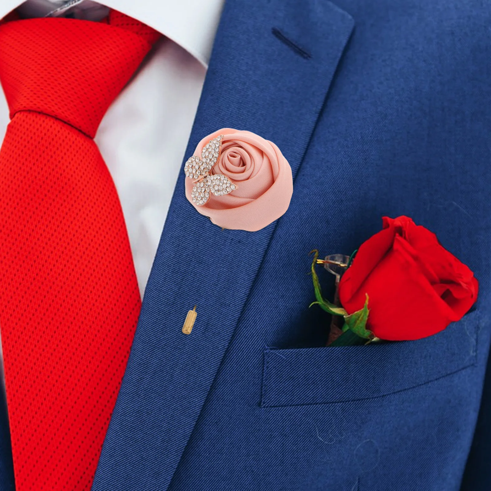 

Men Wedding Boutonniere Rose Rhinestone Butterfly Brooch Groom Groomsmen Elegant Suit Accessory Wedding Ceremony