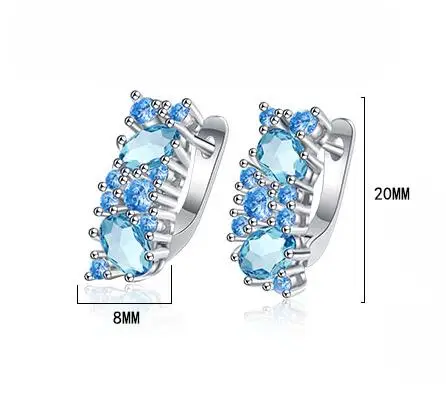 Oval Genuine Natural Blue Topaz 925 Sterling Silver Stud Earrings for Women Fashion Statement Gemstone Jewelry