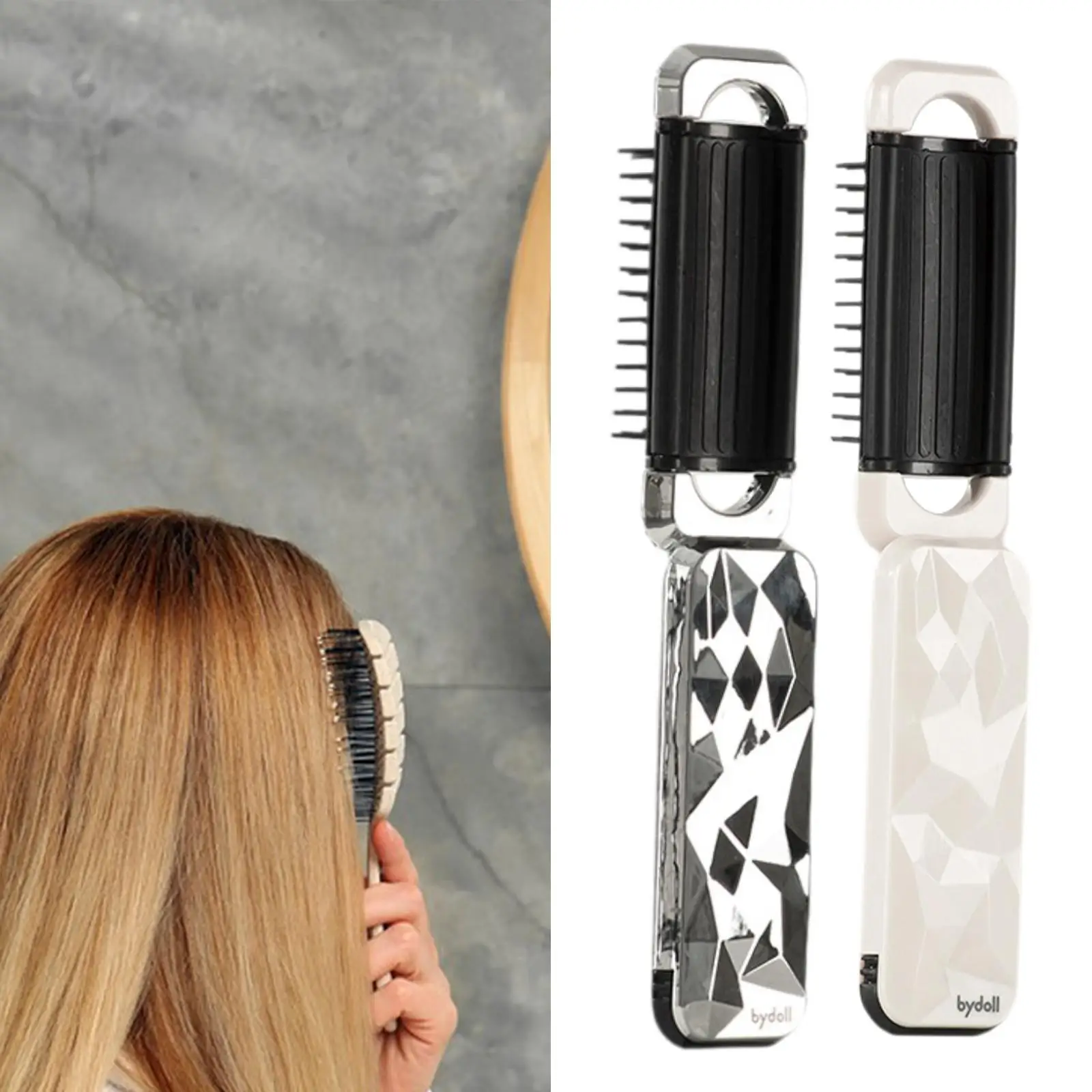 Travel Hair Brush with Mirror Folding Hair Brush Lightweight Hair Styling Tool