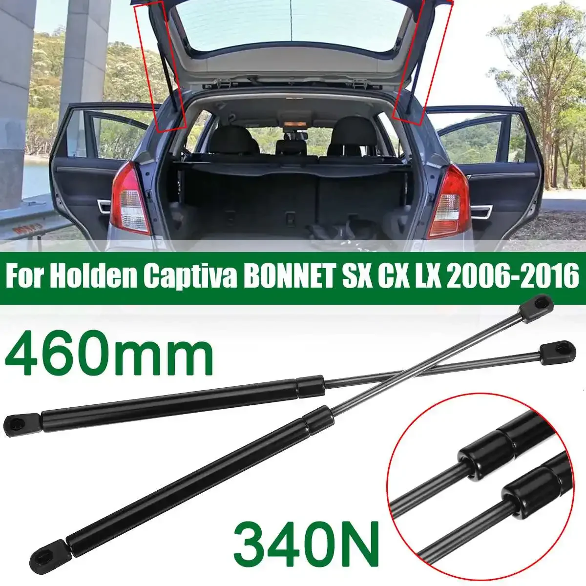 Car Rear Trunk Tailgate Lift Support Gas Struts Spring Set Rod Shock Struts For Holden Captiva BONNET Models SX CX LX 2006-2016