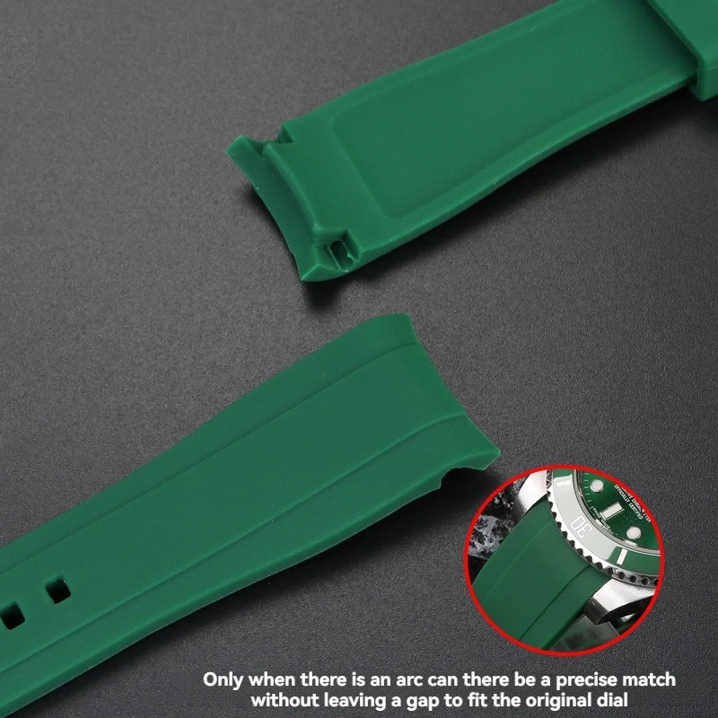 롤렉스 Submariner, Seiko, Citizen, Tissot용 20mm 21mm 22mm 곡선 엔드 실리콘 고무 시계 스트랩 |   유니버설 스포츠 손목밴드