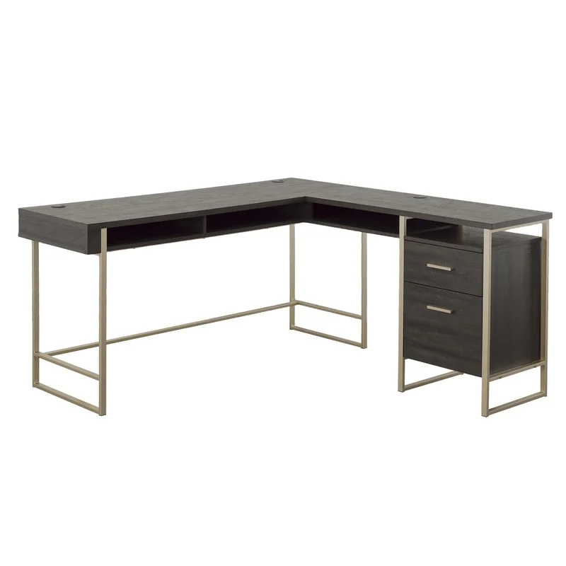 

L-Shape Desk with Large Black Desktop