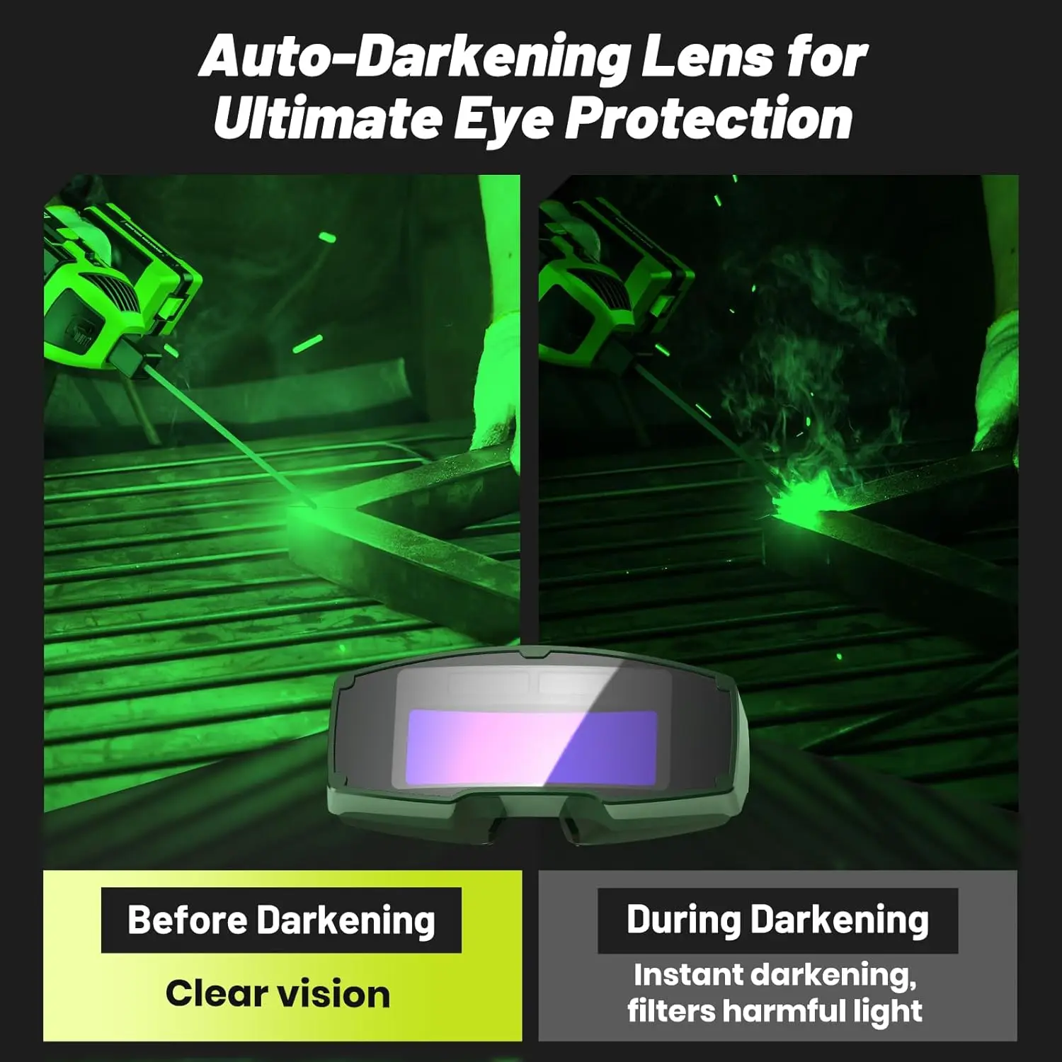 ماكينة لحام محمولة Taskstar 110 فولت مع نظارات سواد تلقائية: ماكينة لحام القوس العاكس IGBT لقضبان 3/32 بوصة-1/8 بوصة #4