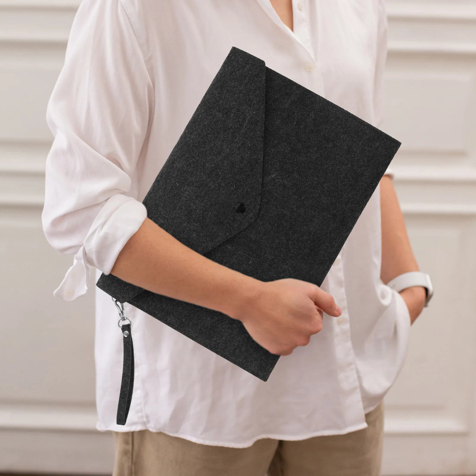 

4pcs Felt File Folder A4 Document Storage Bag Briefcase Portable Holder for Office School Business Receipt Large Capacity