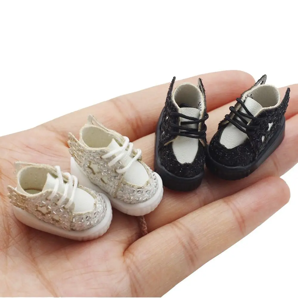 OB11 Shoes Fashion Leather Sneakers Hollow Out Star Angel Wings Design Casual Mini Shoes For Obitsu11 Doll Clothes Accessories