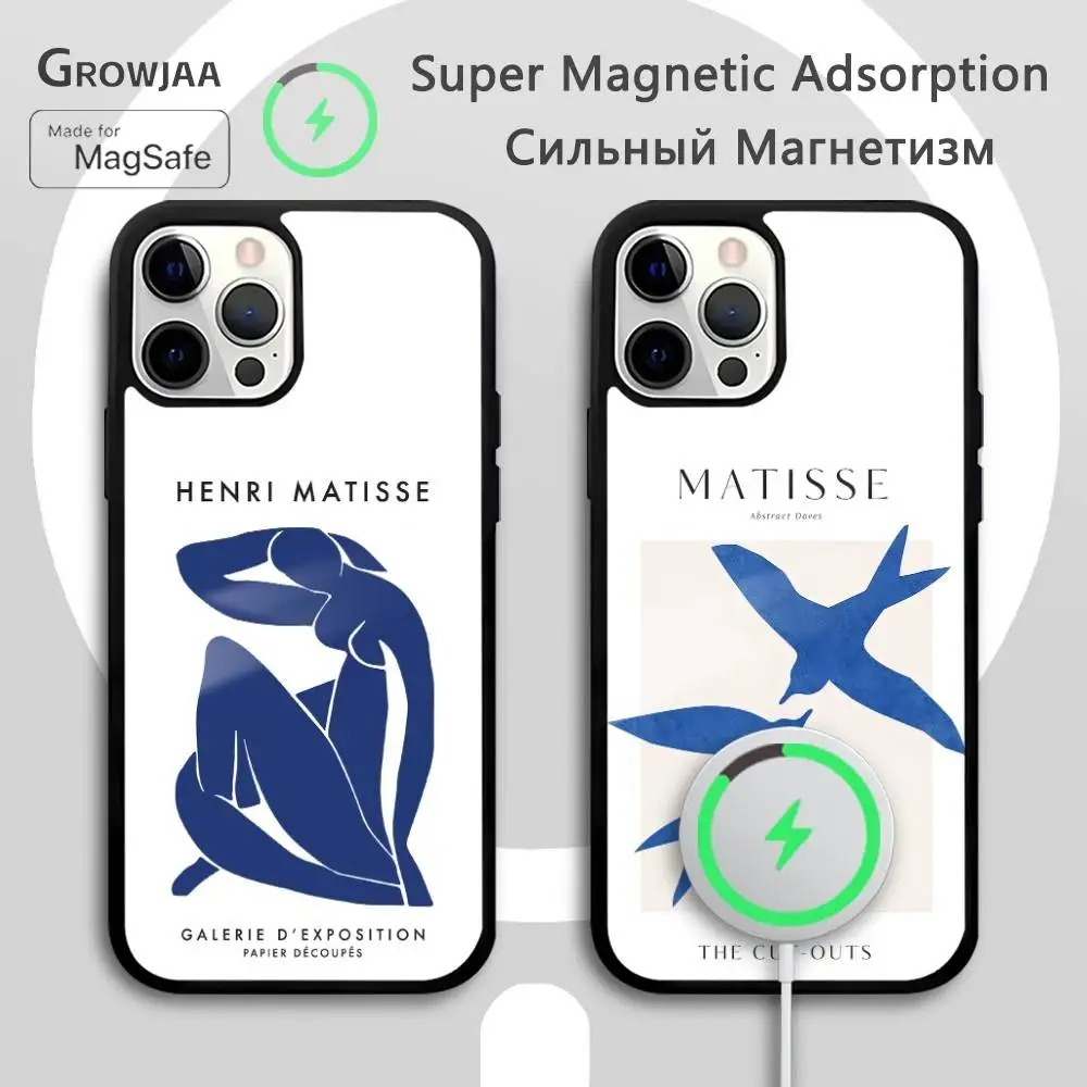 

H-Henri Matisse INS Abstract Phone Case For IPhone 16 15 14 13 12 11 Pro Max Plus Mini Magsafe Mirror Wireless Magnetic Funda