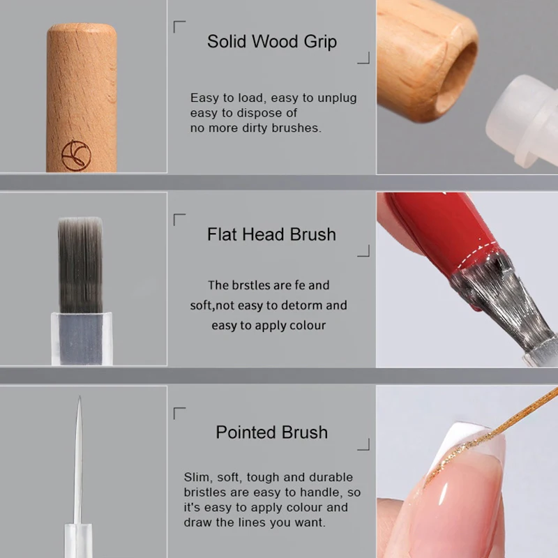 

40/60 Pcs Nail Polish Brush With Double Head Pen Can Replacement Head Brush Nail Brush Liquid Applicators Manicure Tools