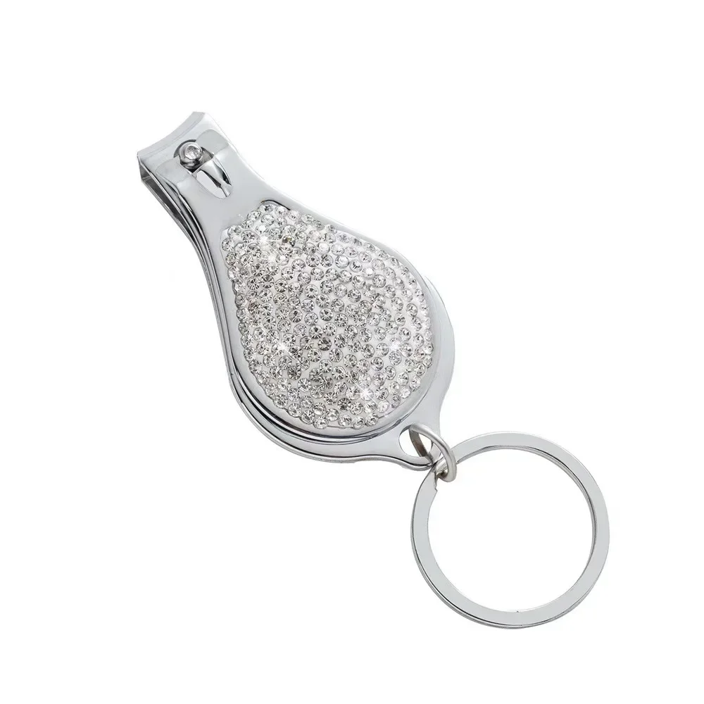 Sparkling Rhinestones Nail Clippers Metal Keychain Multifunctional Bling Nail Scissors Key Chain Bottle Opener Keyring For Gifts