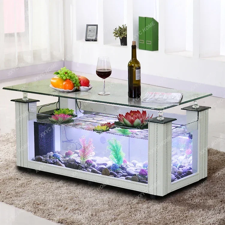 

TV Cabinet Ecological Fish Tank Aquarium Floor Glass Bar Living Room Coffee Table Fish Tank home accessories