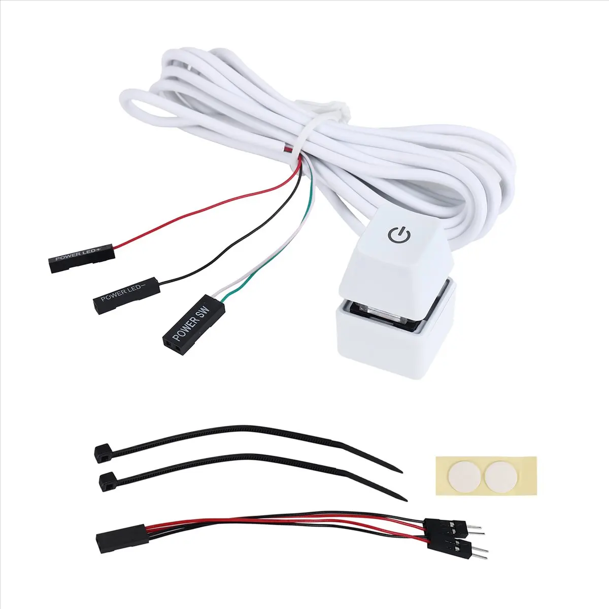 A46U 2M Portable LED Lights Computer Desktop Switch PC External Start Power On/Off Button Extension Cable, RGB Light