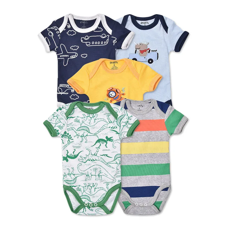 5 Stücke 3 Mt-24 Mt Kurzarm Baumwolle Winggle-in Overall Kleinkind Baby Body – Detail 3