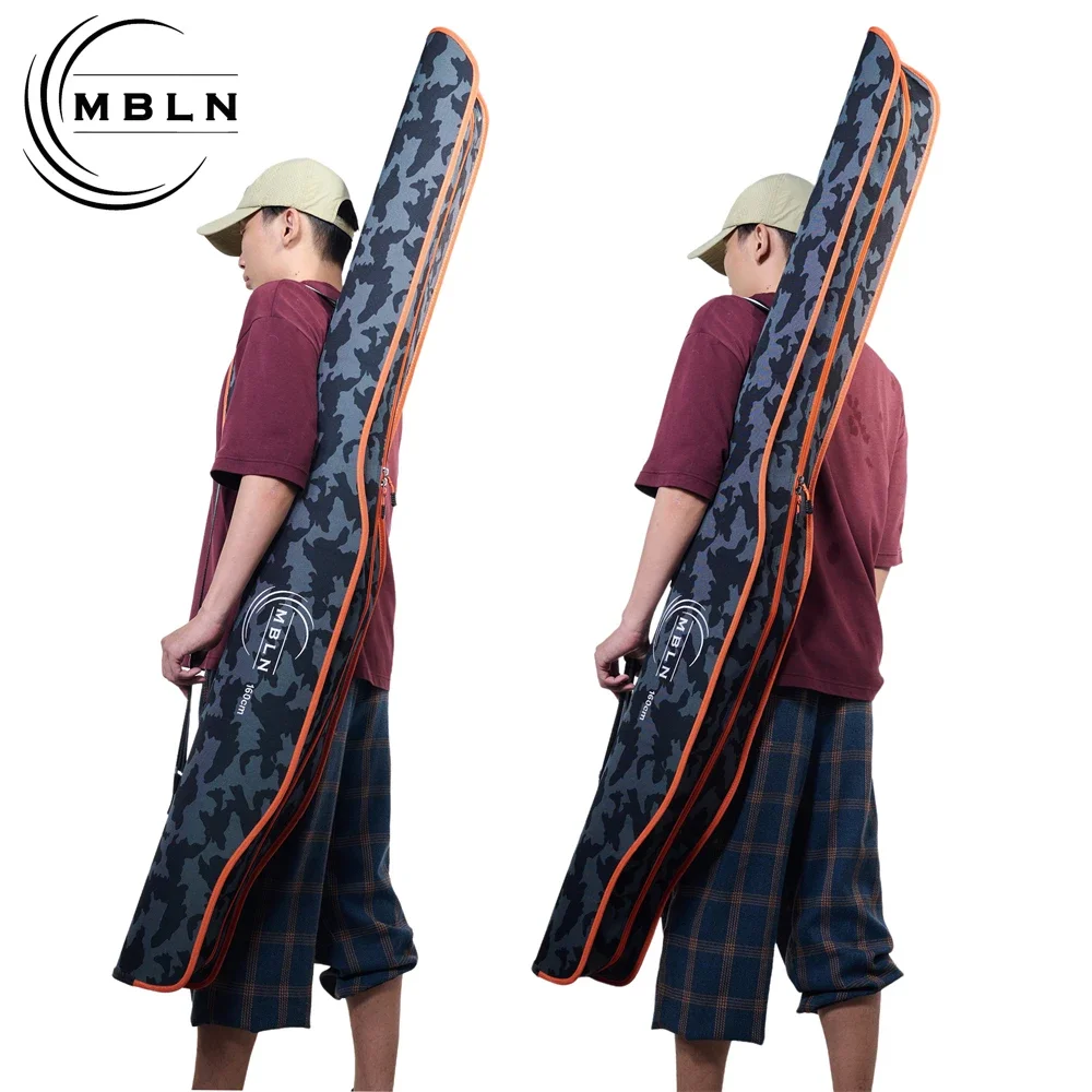 MBLN 160cm/63in Foldable Fishing Rod Bag, Hard Shell, Rolled Up Design, Durable 600D Polyester, Waterproof