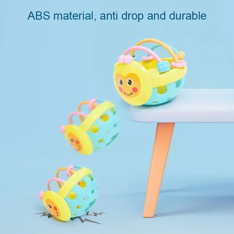 Crianças da primeira infância mordendo sino brinquedo, 1pc dos desenhos animados chocalho haltere para o bebê forma de abelha mão sino bebê chocalho de borracha macia brinquedo