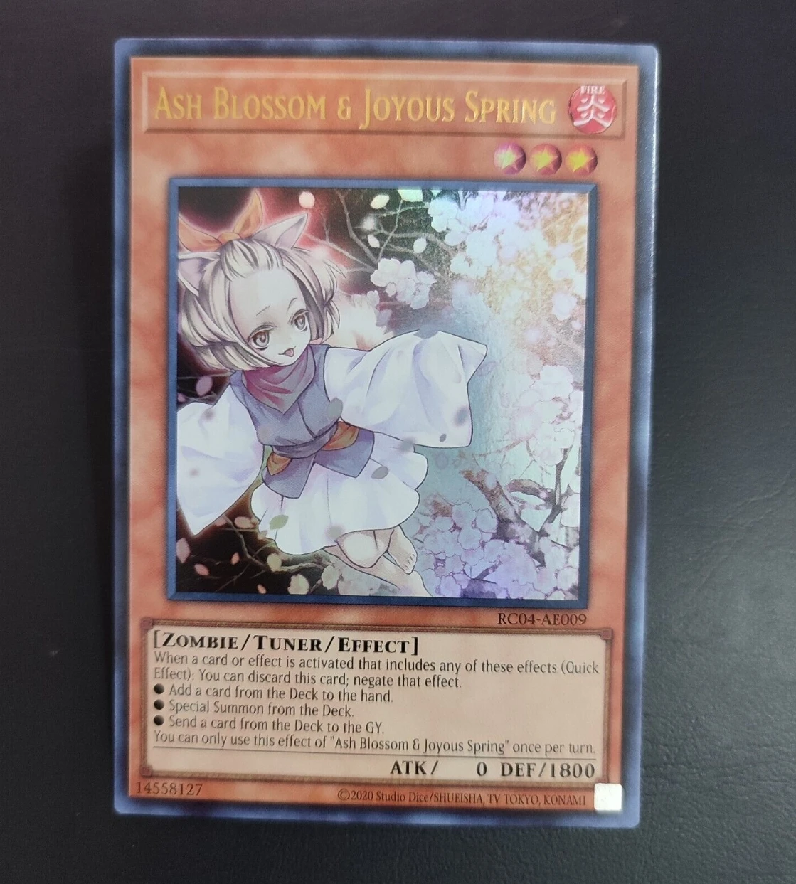 

Yugioh KONAMI Duel Monsters RC04-AE009 Ash Blossom & Joyous Spring Ultra Rare Asian English Collection Mint Card