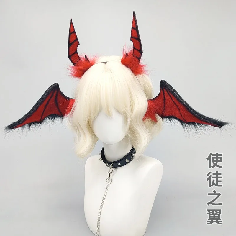 Anime Alastor Cosplay Headwear Radio Demon Fursuit Wolf Beastly Ear Plush Headband Halloween Party Hair Accessories Prop