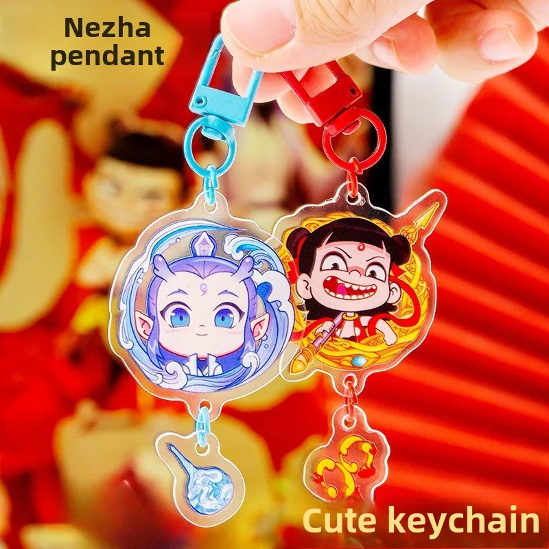 

Kawaii new Nezha 2 peripheral pendant keychain cute national style Kawaii personalized bag hanging ornament student gift gift