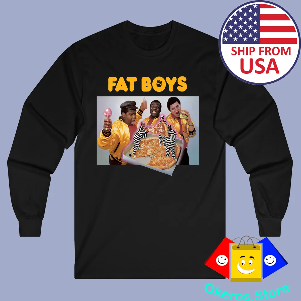 Fat Boys Old School Pizza Men's Long Sleeve Black T-Shirt Size S to 2XL