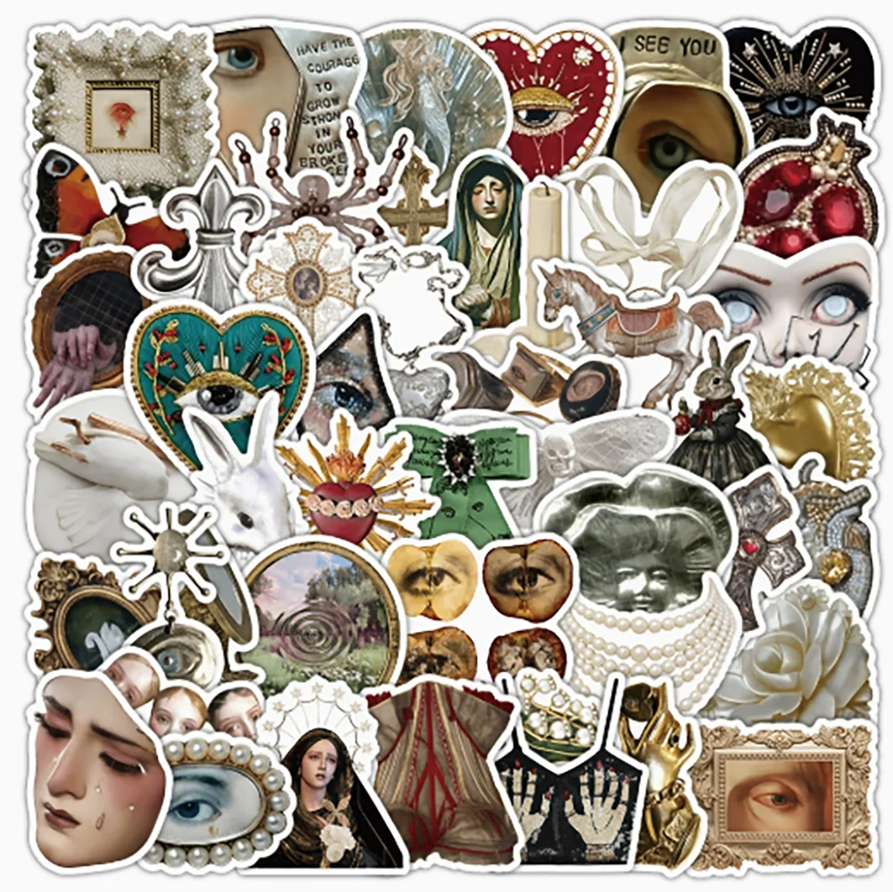 54 Stück Cartoon Grotesque Ästhetische Aufkleber PVC-Material Retro-Stil DIY Kühlschrank Handy Scrapbook Wasserdichte Aufkleber