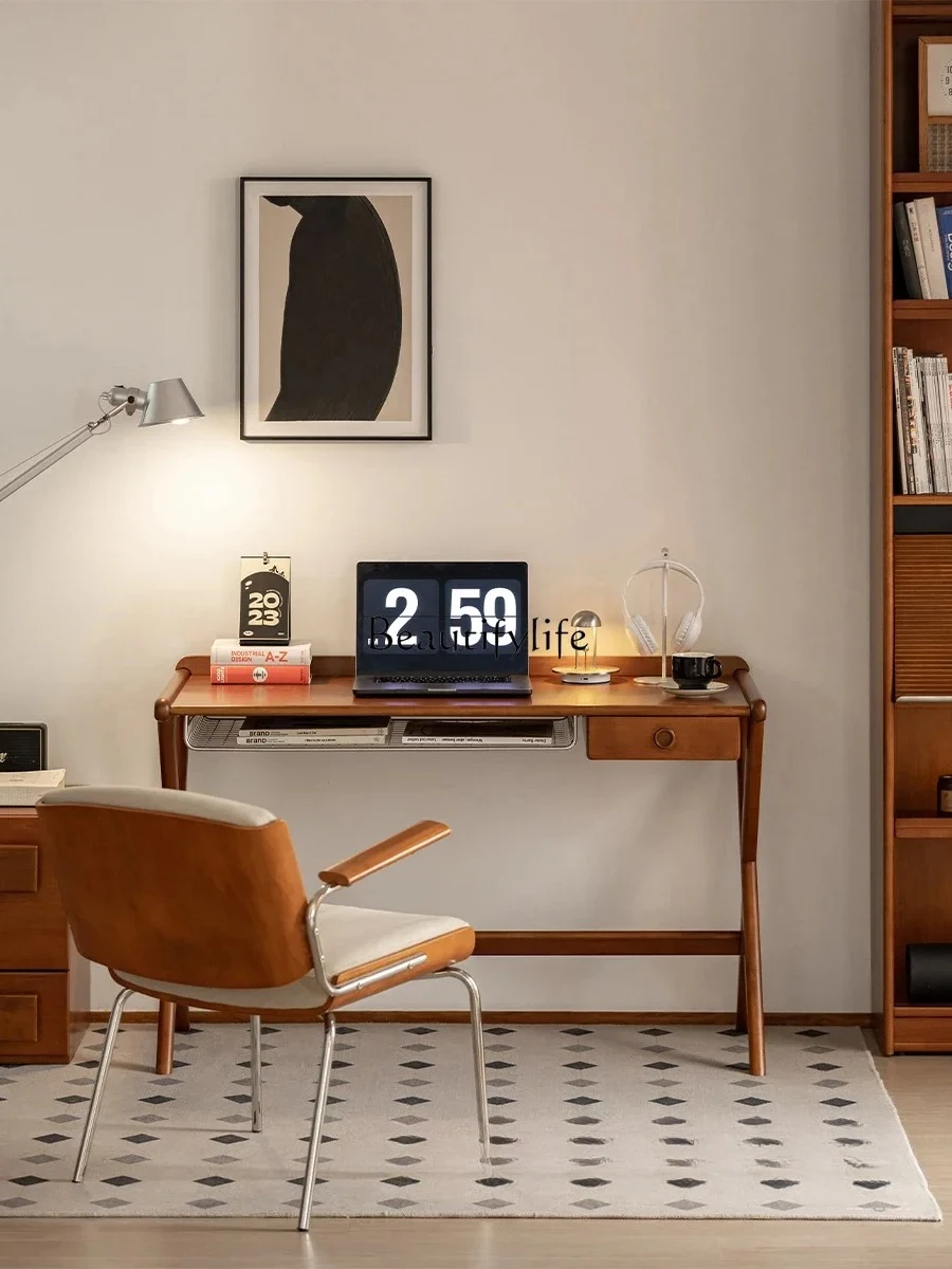 

3 Solid Wood Desk Retro Small Apartment Single Desk Nordic Japanese Style Computer Desk