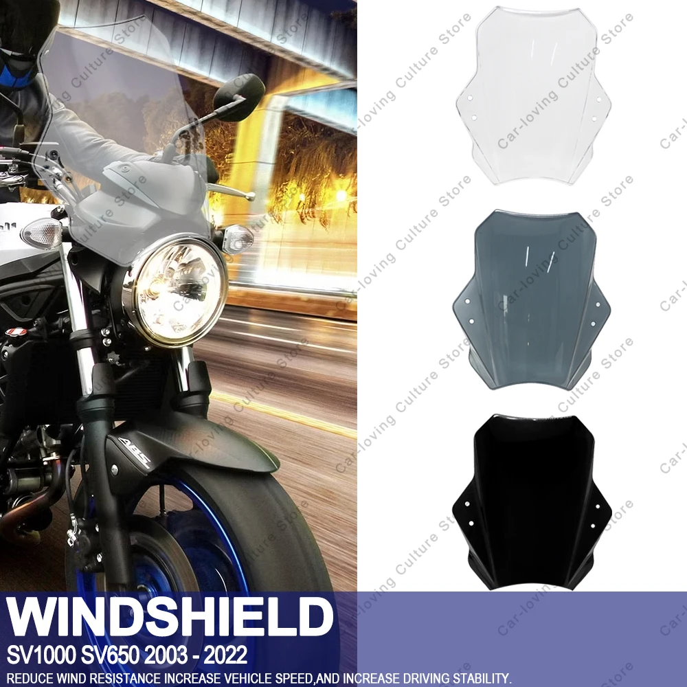 Motorcycle High quality ABS Plastic Windscreen Windshield Universal Adjustable Windshield For SV1000 SV650 2003 - 2022