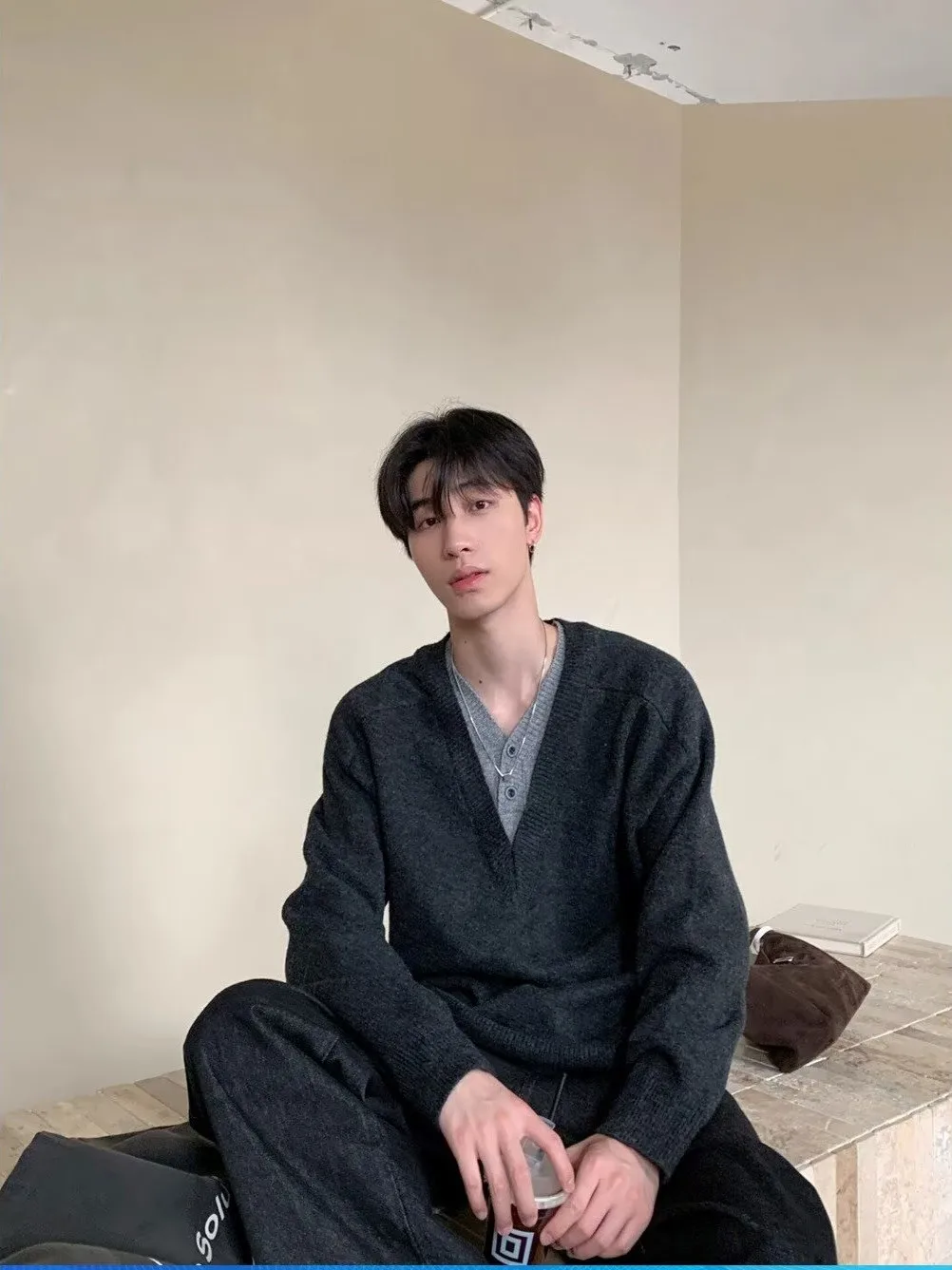 

Autumn V-Ne Knitted Sweater ex Lazy Sle Color All-Match Overhead Inner Couple Sweater Trendy Loose Fit Long Sve