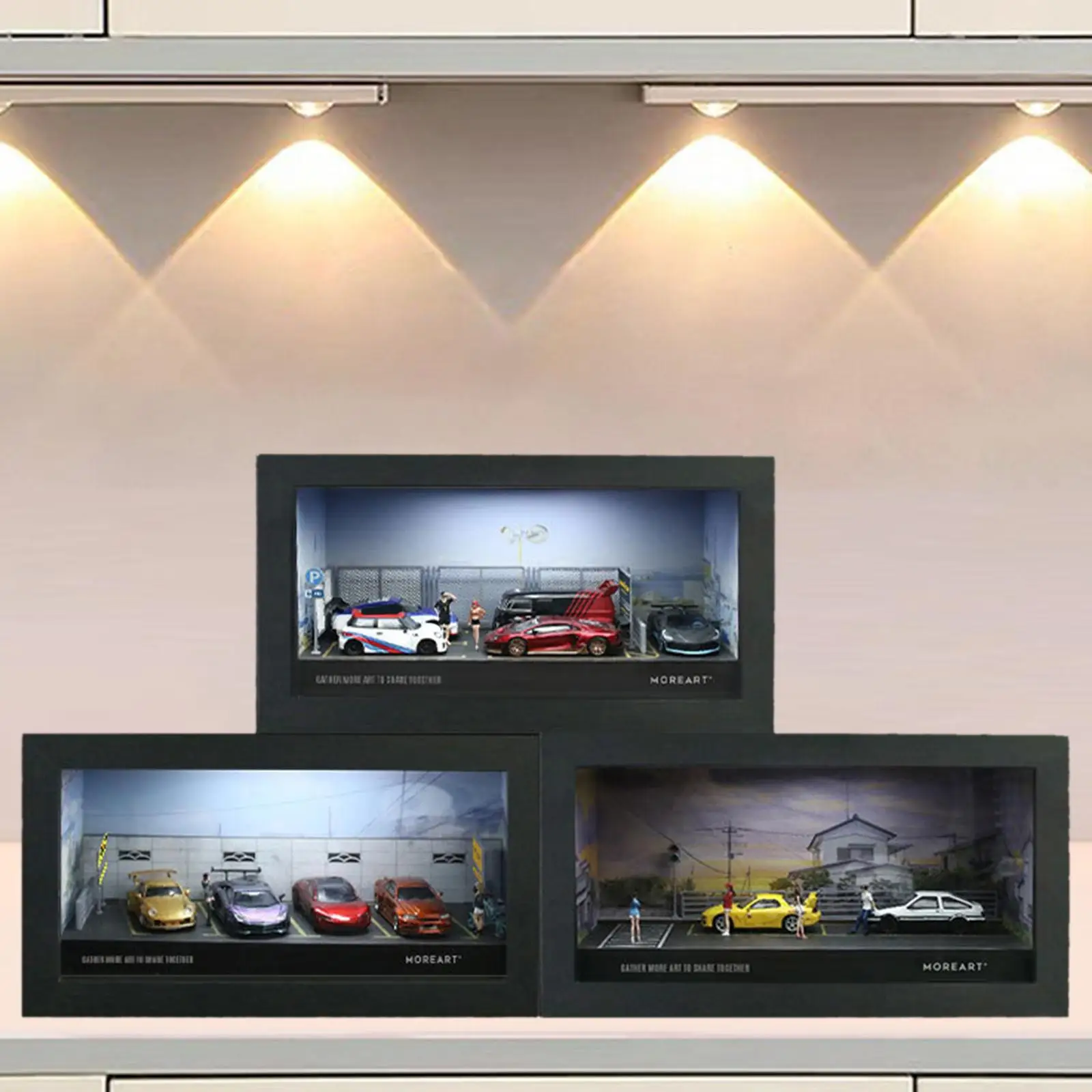 

1:64 Garage Display Case Tabletop Decor Showcase for Doll Model Car Figures