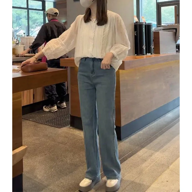 2023 New Autumn Fashion High Grade Small Shirt Top Temperament Casual Women's Lantern Sleeve Lace Lace Long Sleeve Shirt