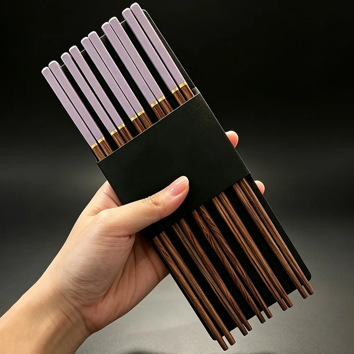 5 Pairs Purple Durable Simple Chopsticks Set Wood Chopsticks Anti Slip Sushi Chopstick Reusable Kitchen Party Dining Dinnerware