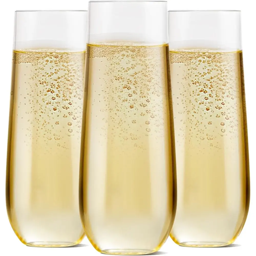 

48 шт. небьющихся пластиковых бокалов для шампанского, безножковые бокалы для мимозы для свадьбы, праздничные принадлежности (прозрачные, 9 унций) - Небьющиеся