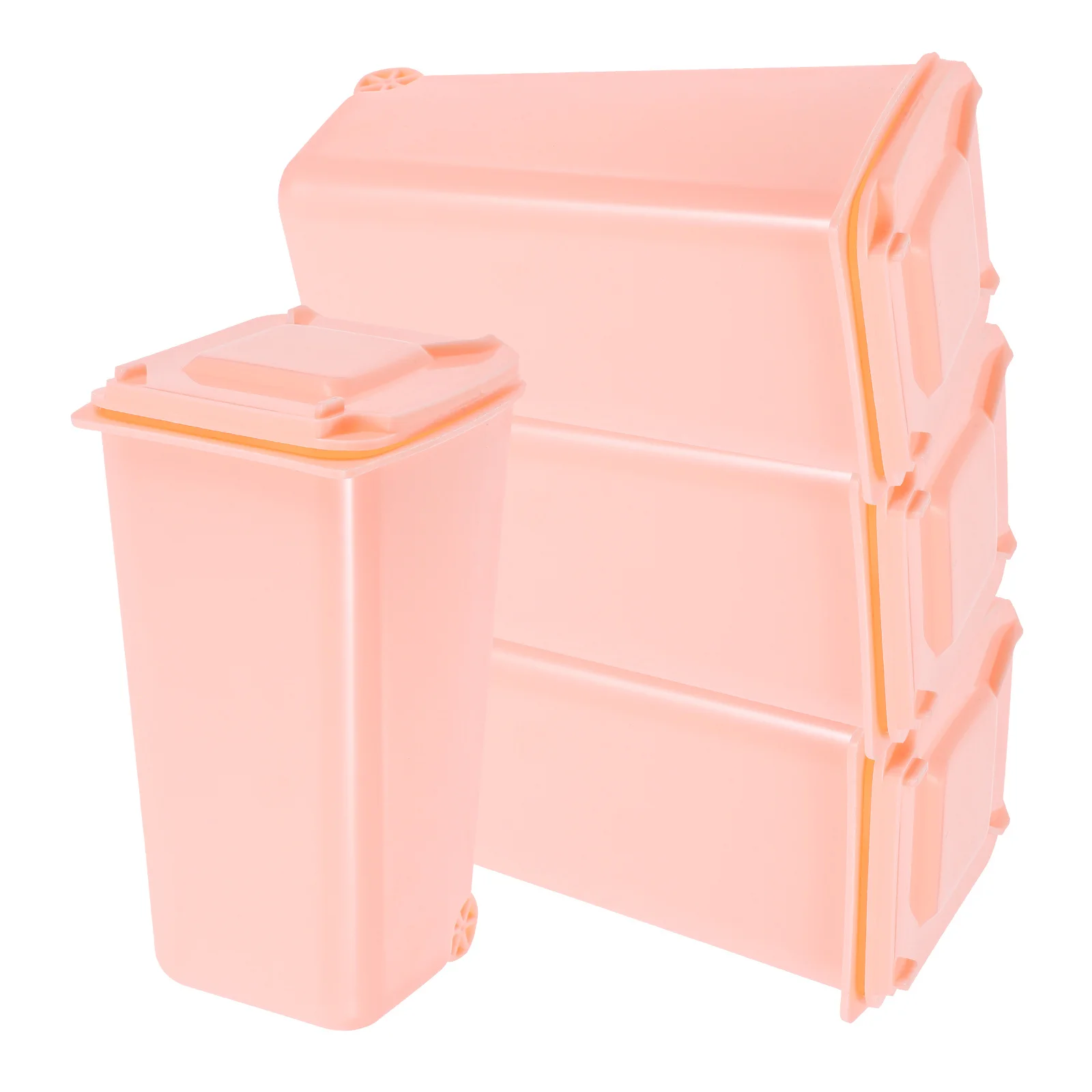 

4Pcs Small Trash Can Cute Cartoon Mini Desktop Plastic Waste Bin Pen Holder Combo for Home Office Desktop Small Trash Can