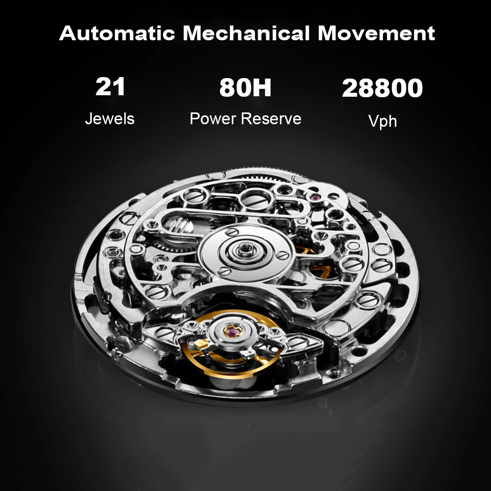 Imagem -04 - Luxo Esqueleto Relógio Masculino Automático Mecânico Relógios de Pulso 41 mm Tungstênio Aço 80h Reserva Energia Relógios Negócios Kassaw 2023