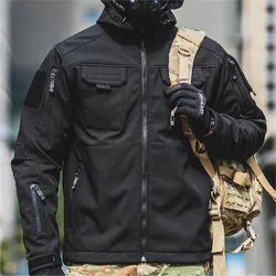 Waterproof Soft Shell Tactical Jacket Men Outdoor Windproof Warm Fleece Coat Military Windbreaker Hiking Motorcycle Jacket