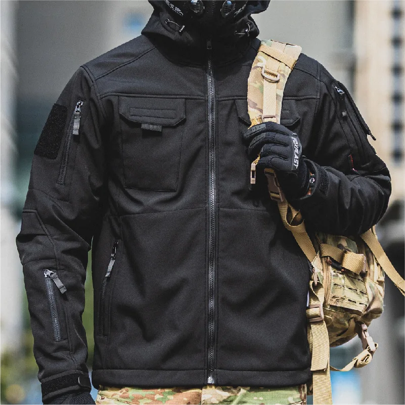 Wodoodporna kurtka taktyczna Soft Shell Mężczyźni Outdoor Wiatroszczelna ciepła kurtka polarowa Wojskowa wiatrówka Kurtka motocyklowa turystyczna