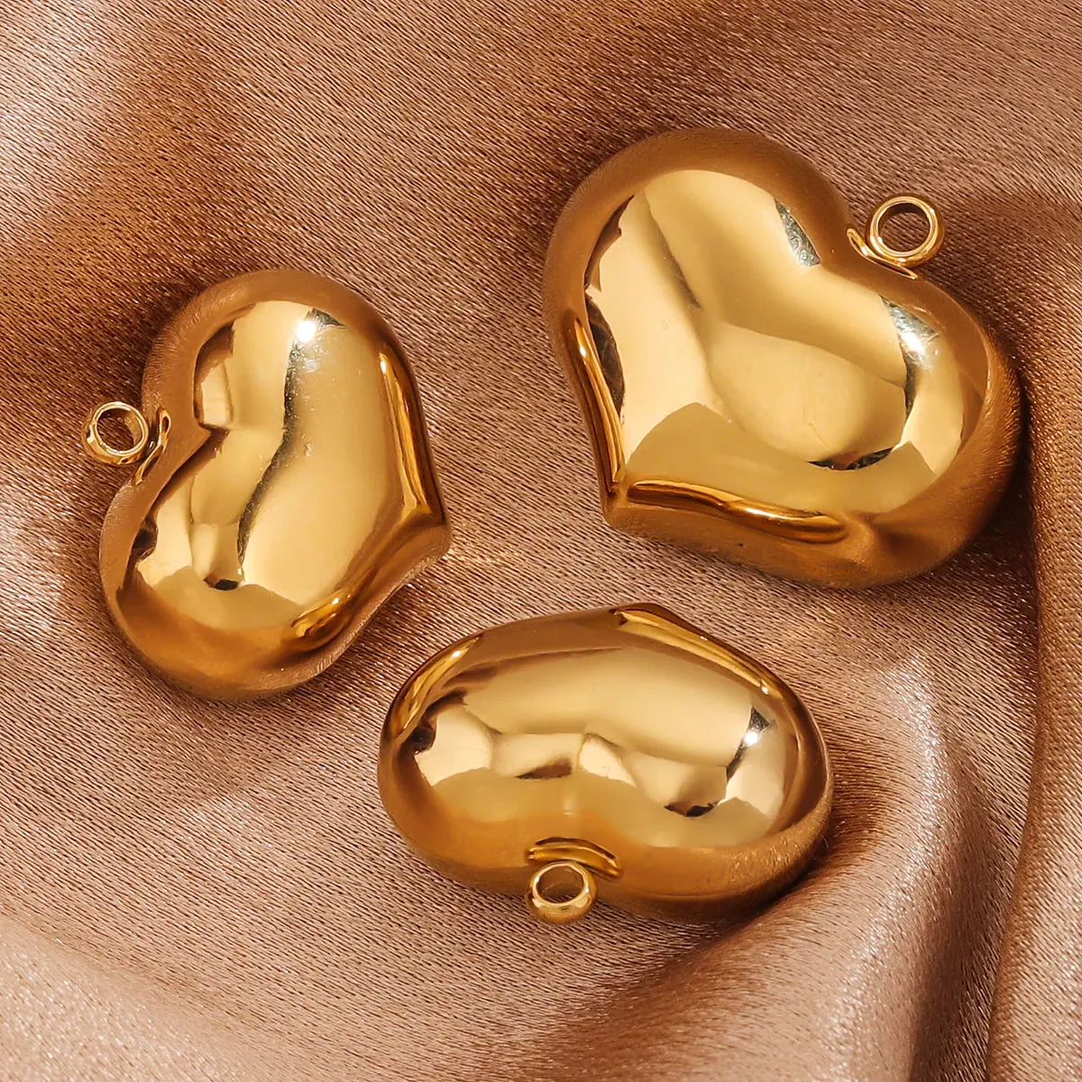 2pcs Stainless Steel Polished Fat Big Peach Heart Pendant Love DIY Connector Pendant Earrings Necklace Jewelry Making Supplies