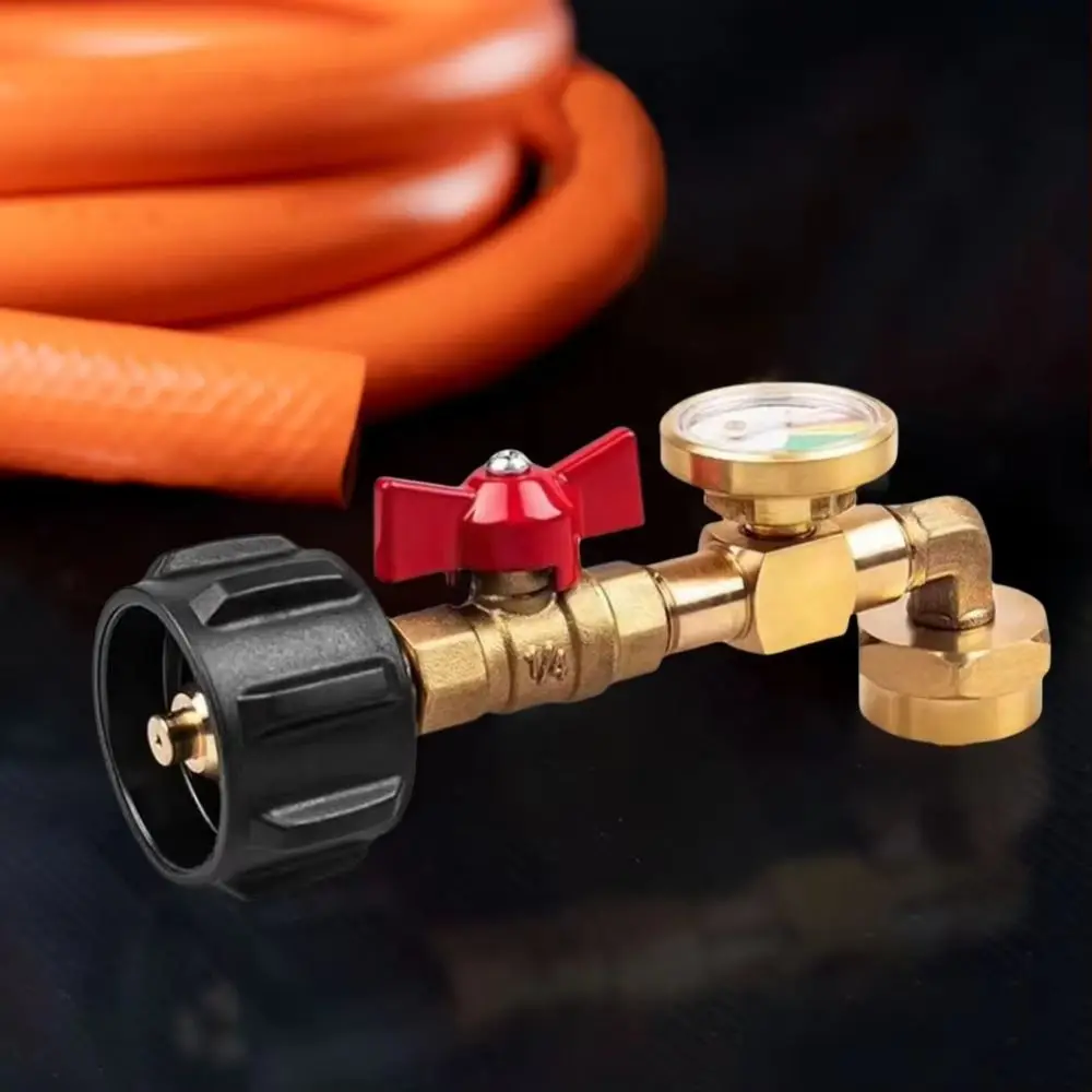 Adjustable Gas Tank Connector Explosion-proof Brass Gas Tank Refill Adapter 90 Degree Elbow Leak-proof