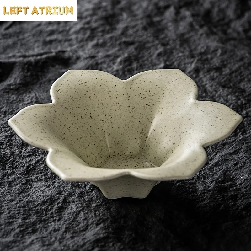 Ceramic High Foot Tea Tray Flower Shaped Dim Sum Dish Dessert Bowl Cake Pan Dining Plate Fruit Bowls Salad Bowl Snack Bowls view 3