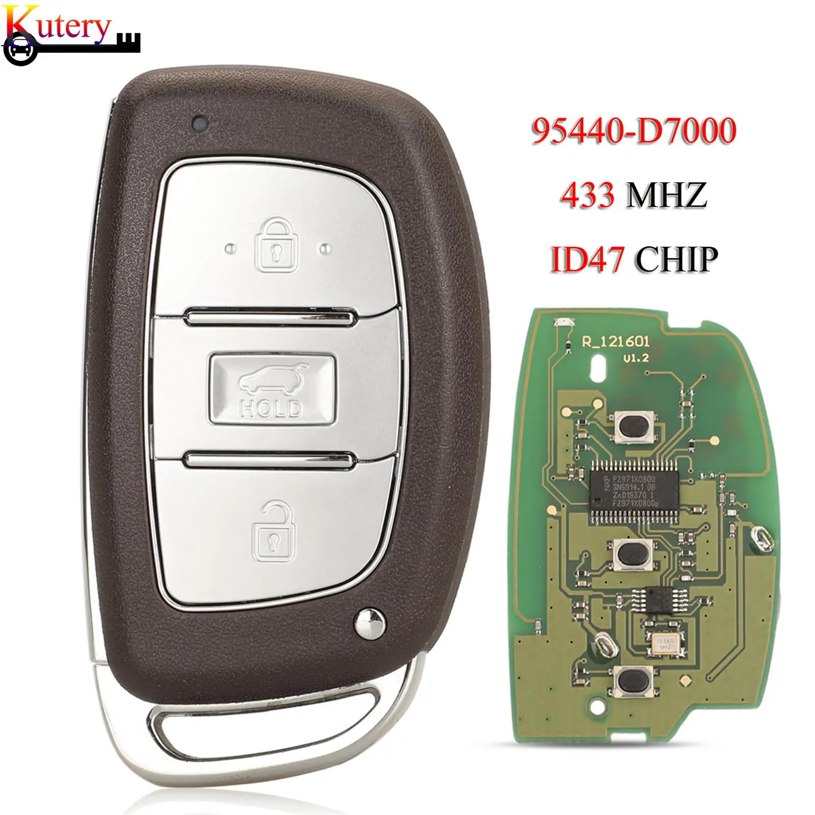 jingyuqin Remote Smart Car Key For Hyundai Tucson 2019 3Buttons 433Mhz ID47Chip 95440-D7000