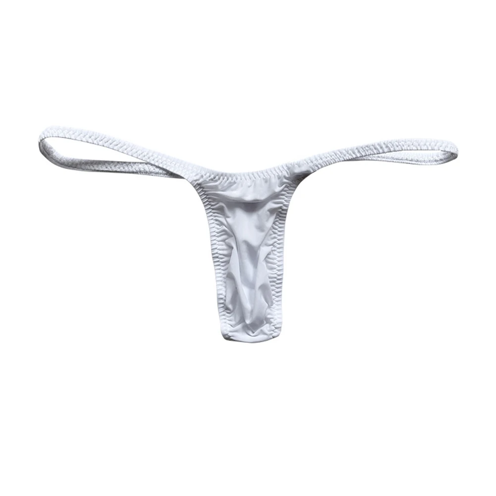 

Classic Men's Lingerie Low Waist Thong Underwear Elastic G string Design Ice Silk Fabric All Season Solid Color Comfort
