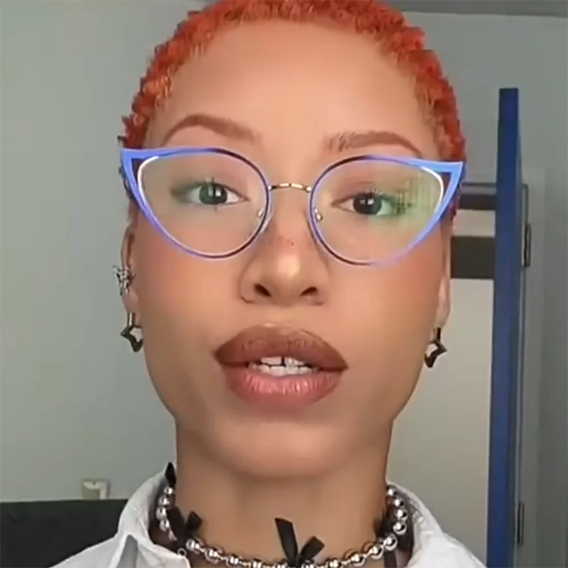 New in Metal Frame Vintage Anti Blue Light Cat Eye Glasses Women Luxury Brand Designer Popular Myopia Prescription Optical Frame