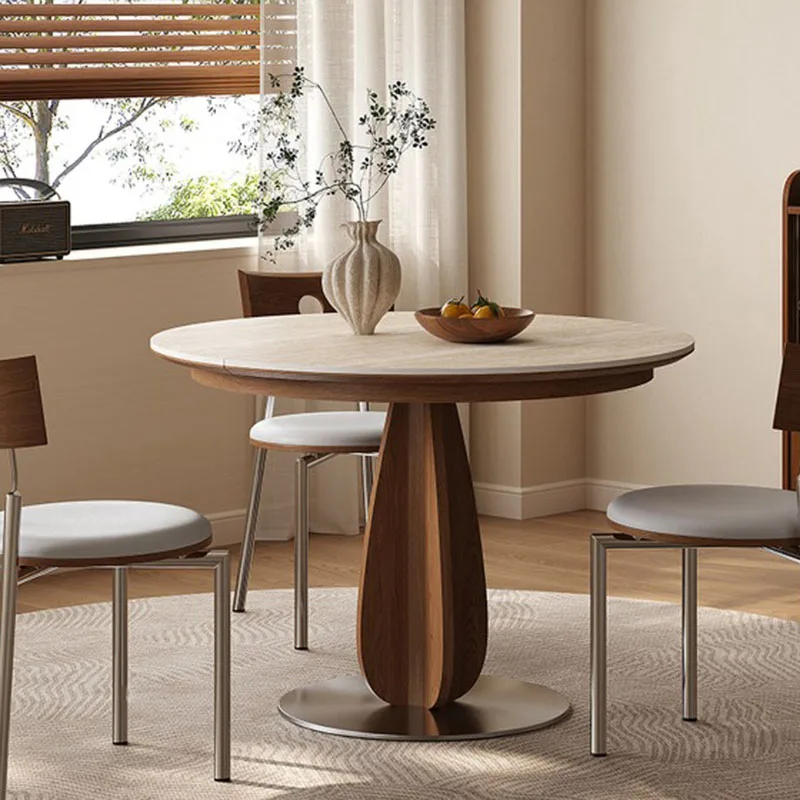 Round Wooden Dining Table Large Size Room Decor Vintage Simple Luxury Dining Table European Juegos De Comedor Home Decoration