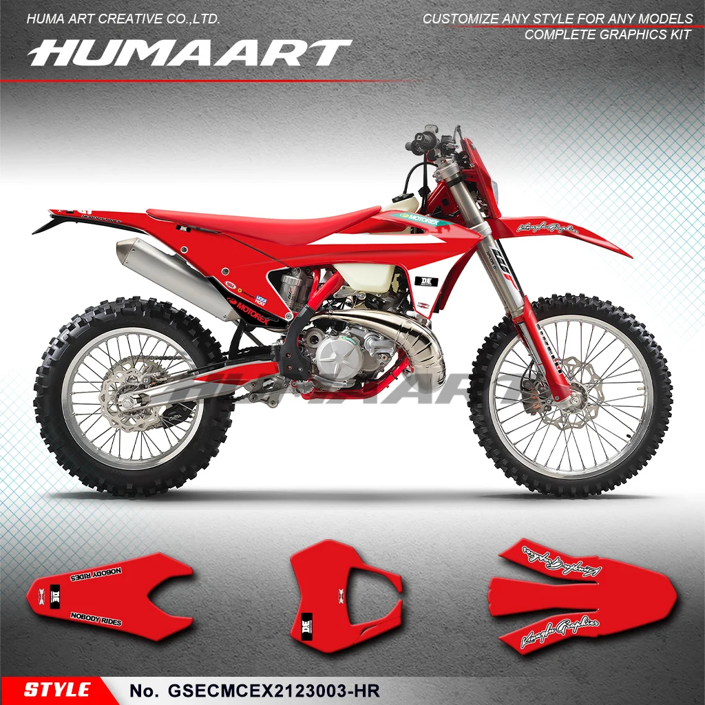 HUMAART MX Racing Stickers Dirt Bike Graphics for EC EX 250 300 250F 300F / MC 125F 250F 450F 2021 2022 2023, Red