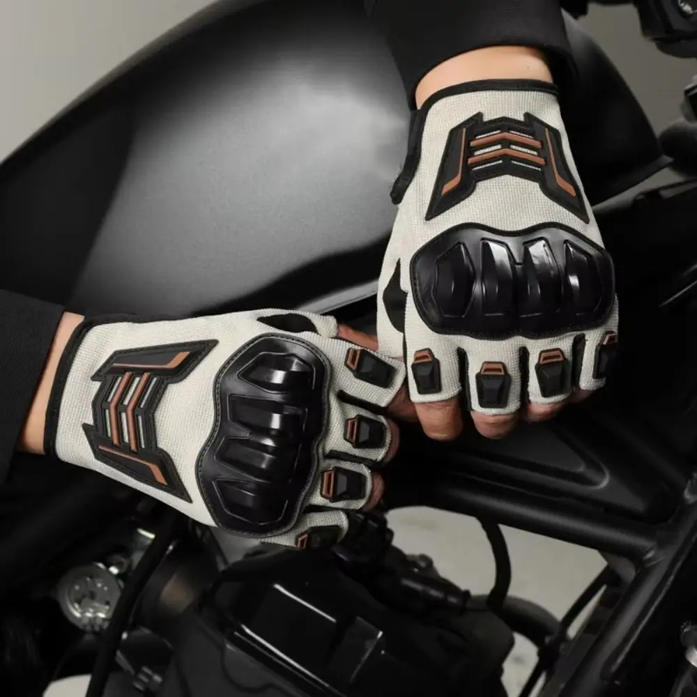 1 Pair Half Finger Motorcycle Gloves Anti-slip Breathable Cycling Gloves Anti-fall Wear-resistant Driving Gloves