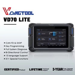 Newest Vdiagtool Vd70 Lite Automotive Scanner Oe Full System Diagnostic Tools Fca/Bi-Directional Control /Can Fd Immo 31+Resets