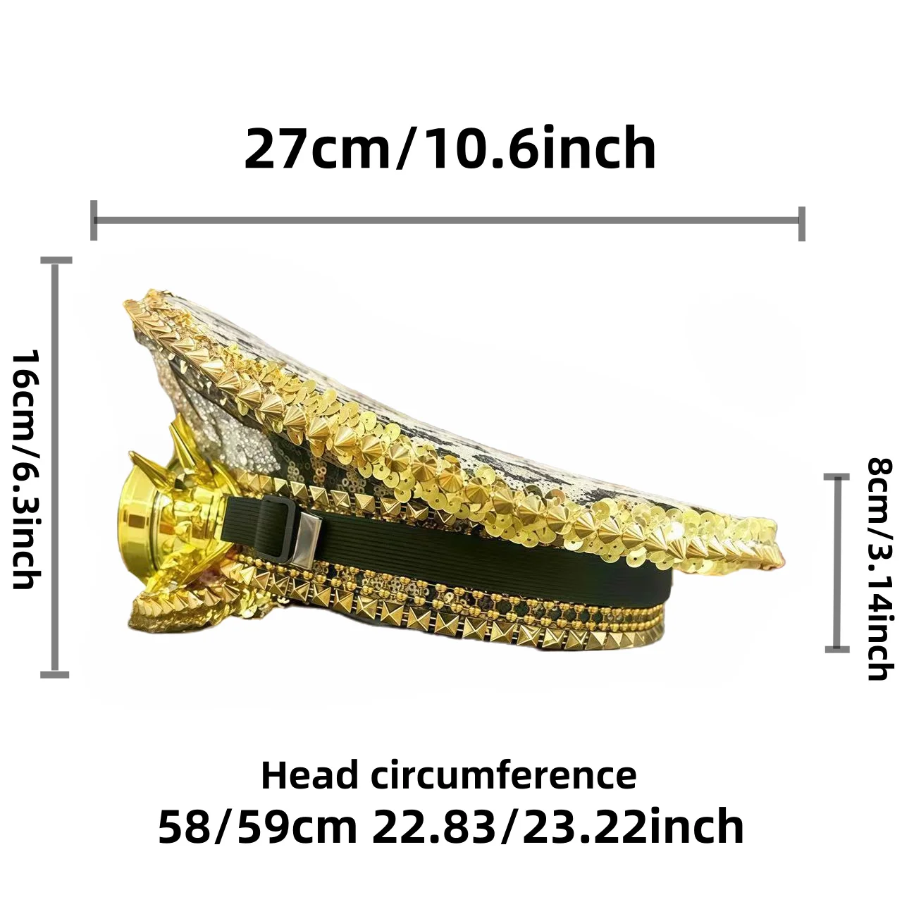 Leopard Head Gold Festival Captain Hat Steampunk Military Cap Masquerade Unisex Goggles Music Festival Sergeant Hat Cosplay