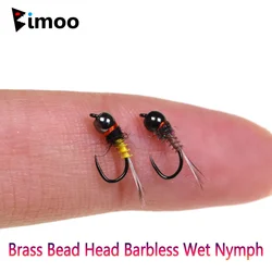 Bimoo 6PCS #20 Brass Bead Head Barbless Wet Nymph Fly Fast Sinking Euro Nymphs For Trout Grayling Bluegill Perch Fishing Lures