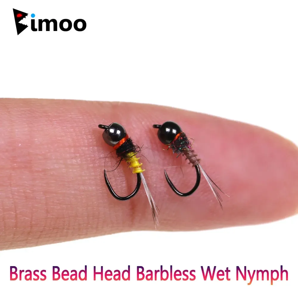 Bimoo 6PCS # 20 mosiężnych koralików bez zadziorów na mokre nimfy muchowe szybko tonące euro nimfy na pstrągi lipówki Bluegill przynęty na okonie