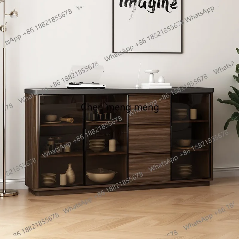 

All solid wood dining side against the wall integrated storage new Chinese retro living room tea cabinet display